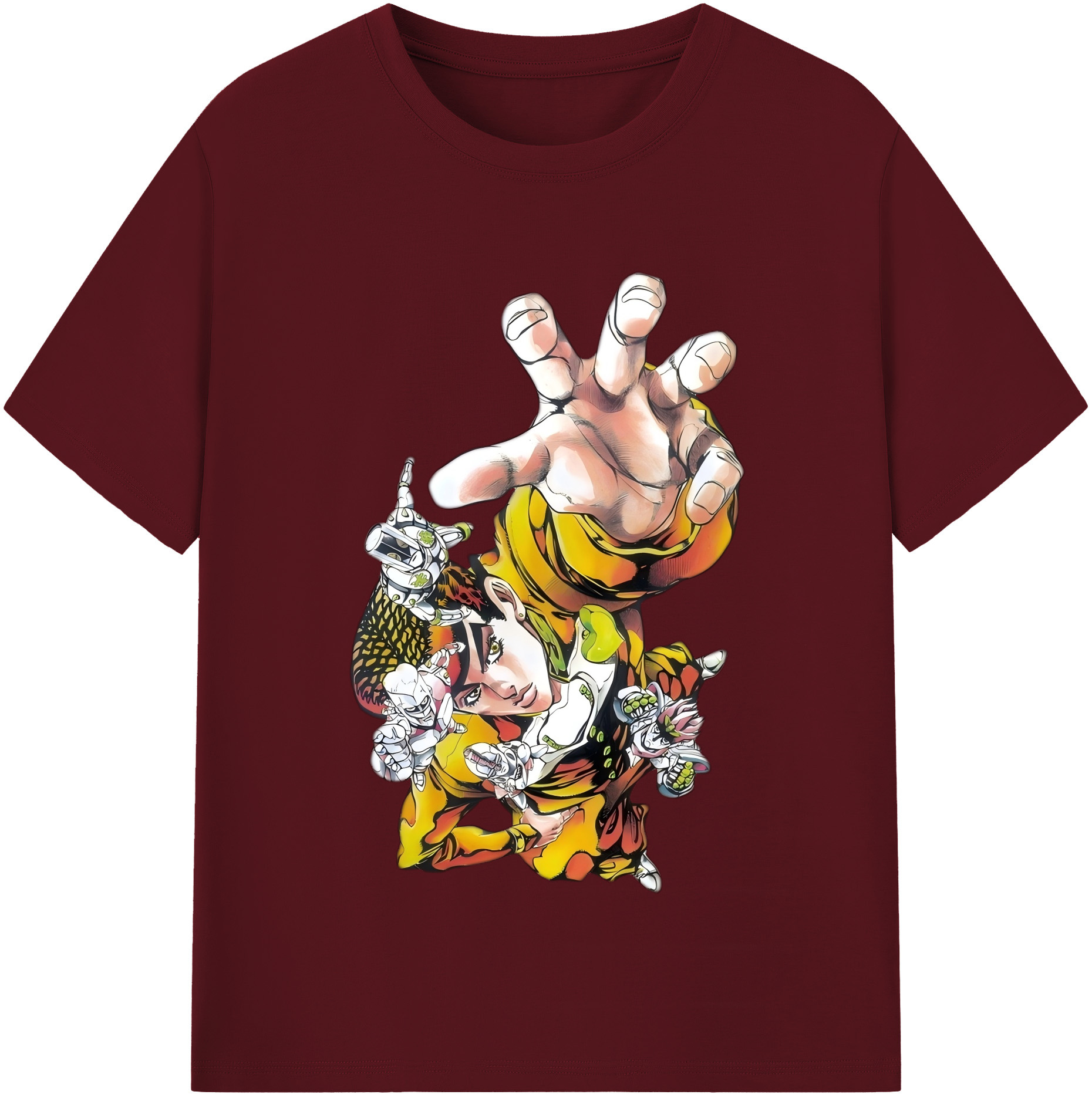 （画像用） ジョジョの奇妙な冒険 ひがしかた じょうすけ JoJo's Bizarre Adventure Higashikata Josuke 綿100％半袖Tシャツ（フロントプリント）